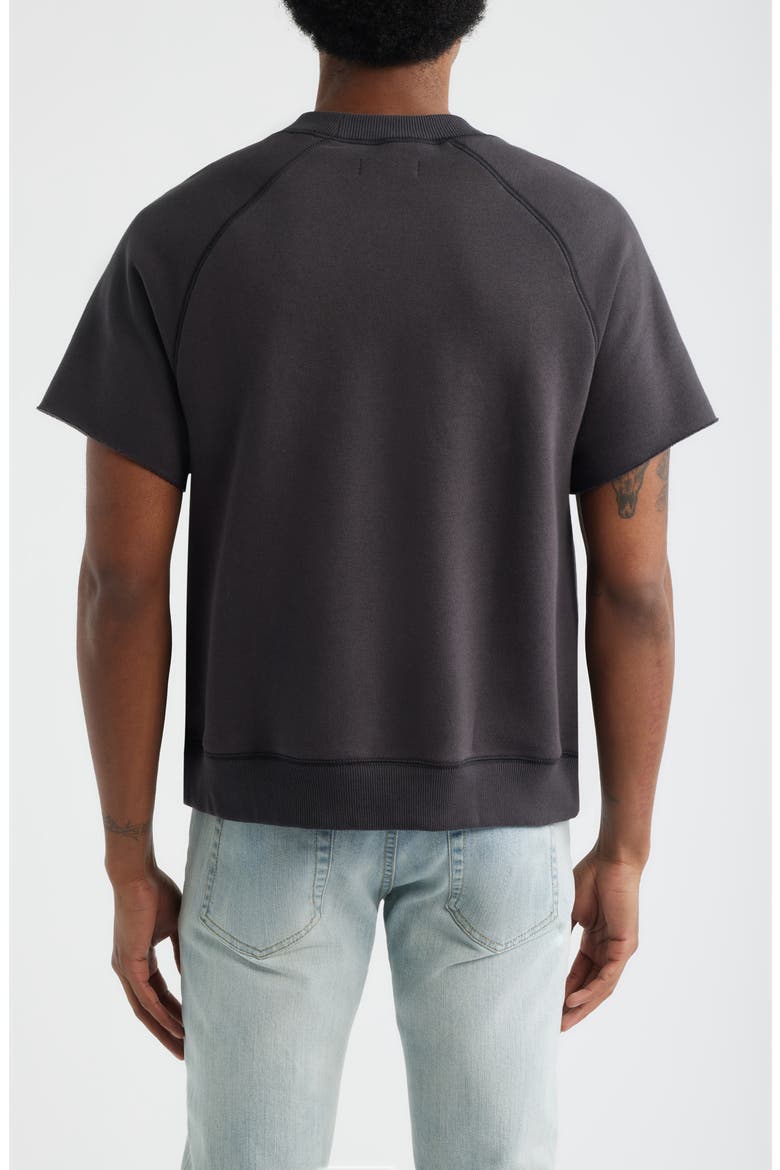 Fleece Short Sleeve Sweatshirt, Alternate, color, BLACK FADED