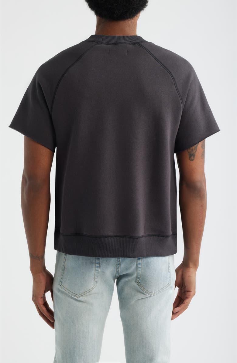 BP. Fleece Short Sleeve Sweatshirt, Alternate, color, Black Faded