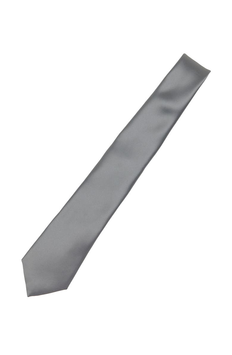 Brooklyn Brigade Men's Solid Satin Tie, Alternate, color, Slate