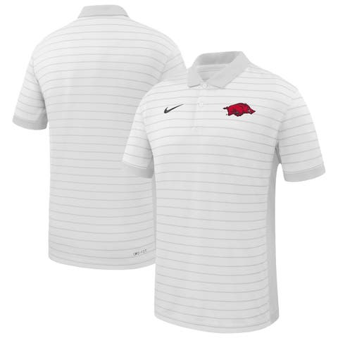 Men's Nike White Arkansas Razorbacks 2025 Early Season Coaches Sideline Victory Stripe Performance Polo