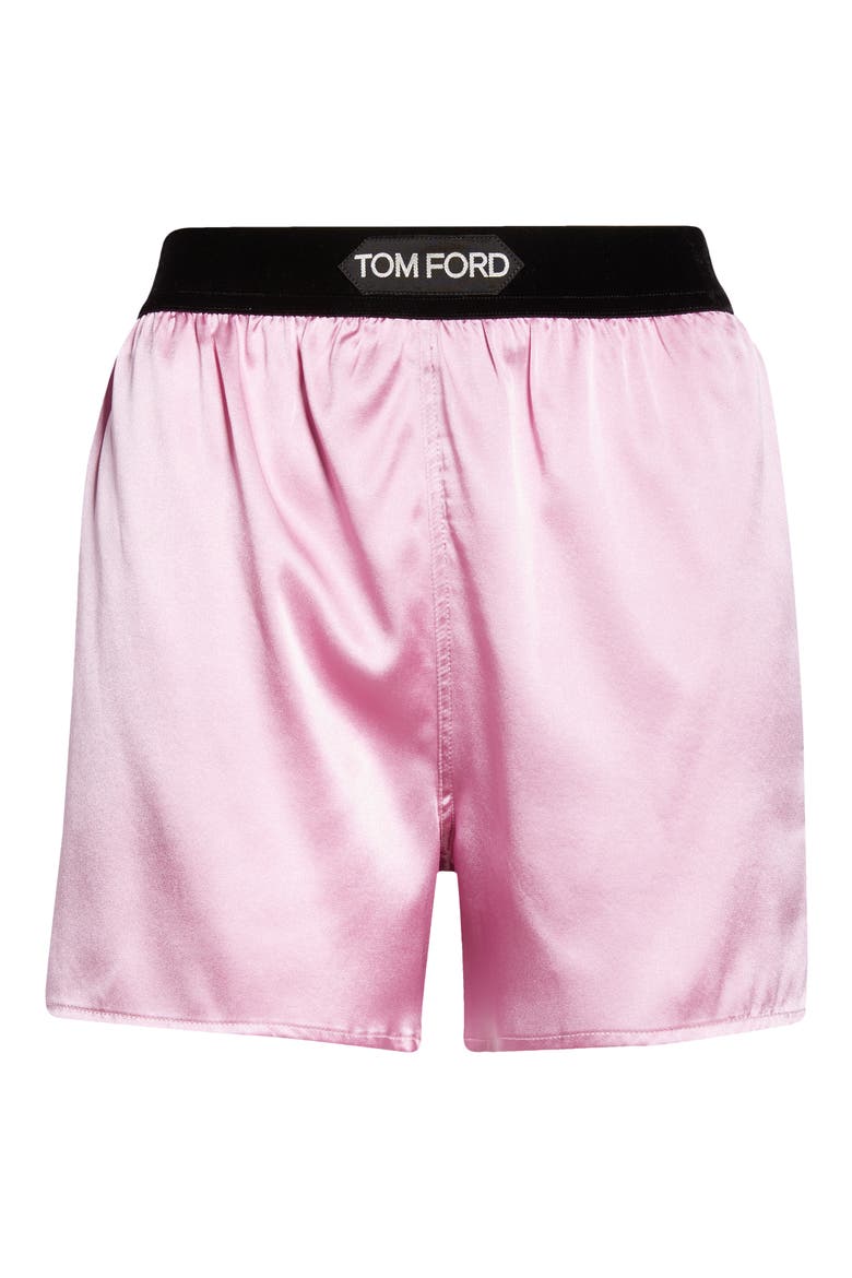Stretch Silk Satin Pajama Shorts, Alternate, color, PRIMROSE LILAC