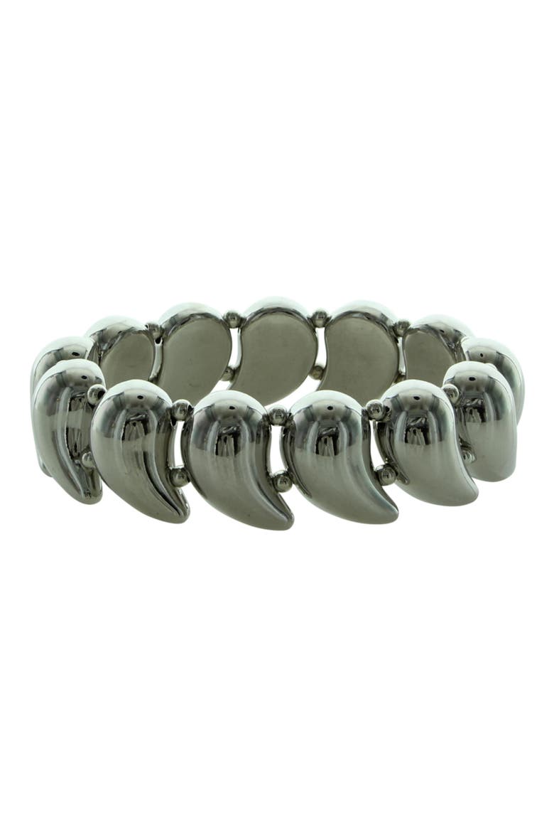 Avani Puffy Teardrop Stretch Bracelet, Main, color, SILVER