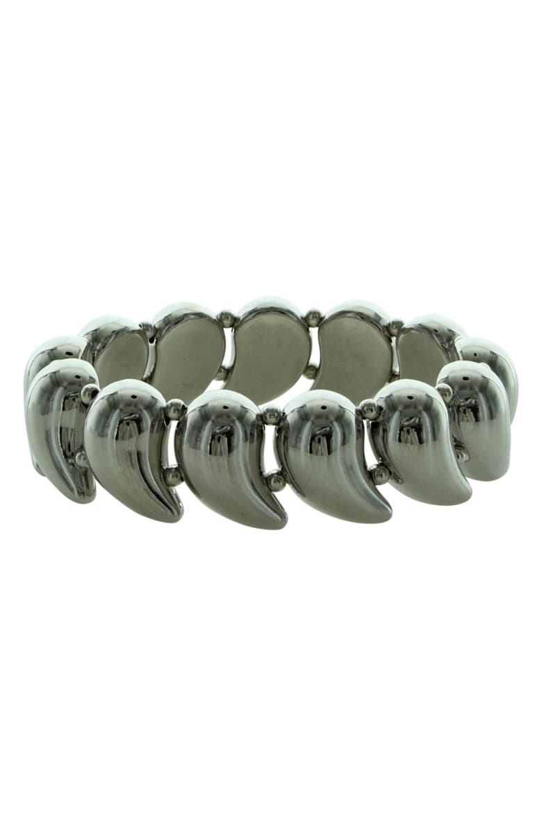 OLIVIA WELLES Avani Puffy Teardrop Stretch Bracelet, Main, color, Silver