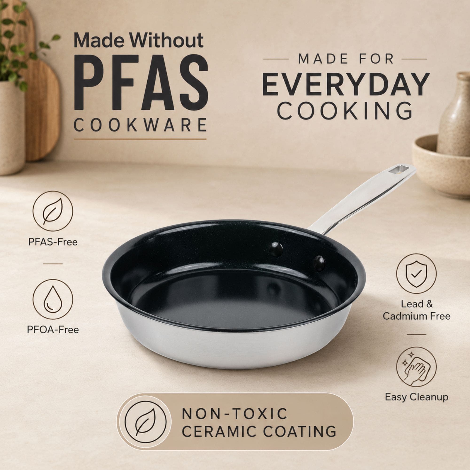 Safe Workload Sign Racking Alva Maestro 11-Inch Nonstick Stainless Steel Frying Pan Skillet with ...