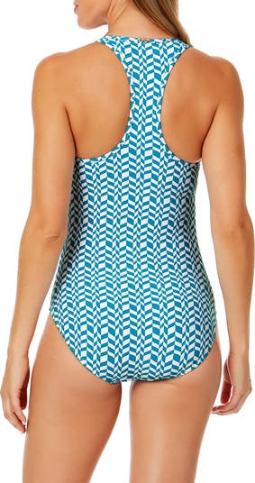 Zip Front Racerback One-Piece Swimsuit