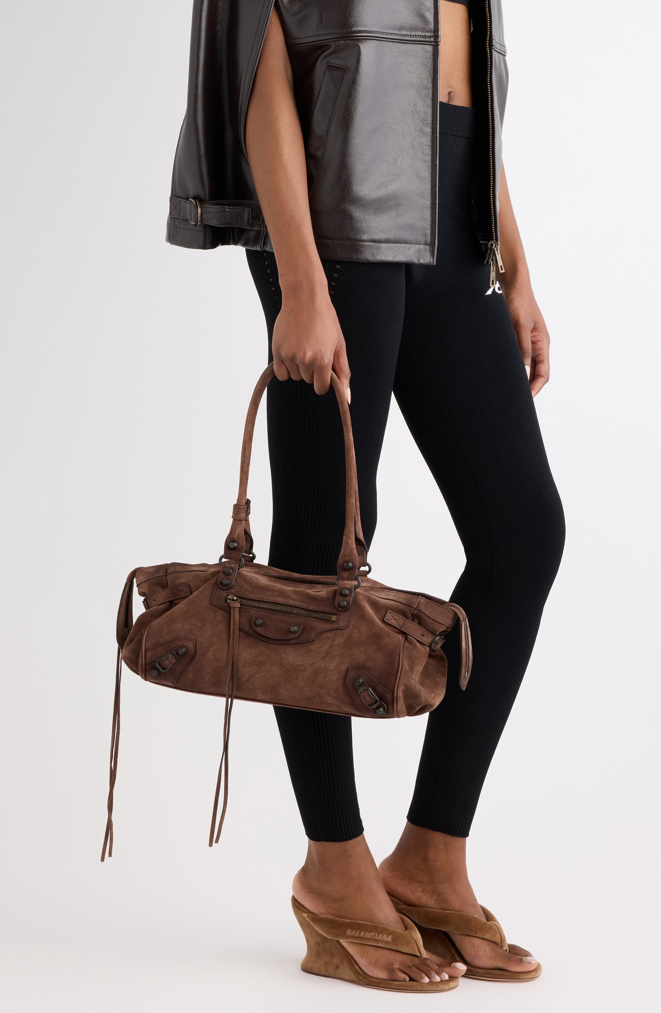 Le City Suede East/West Shoulder Bag, Alternate, color, 2308 LIGHT ESPRESSO