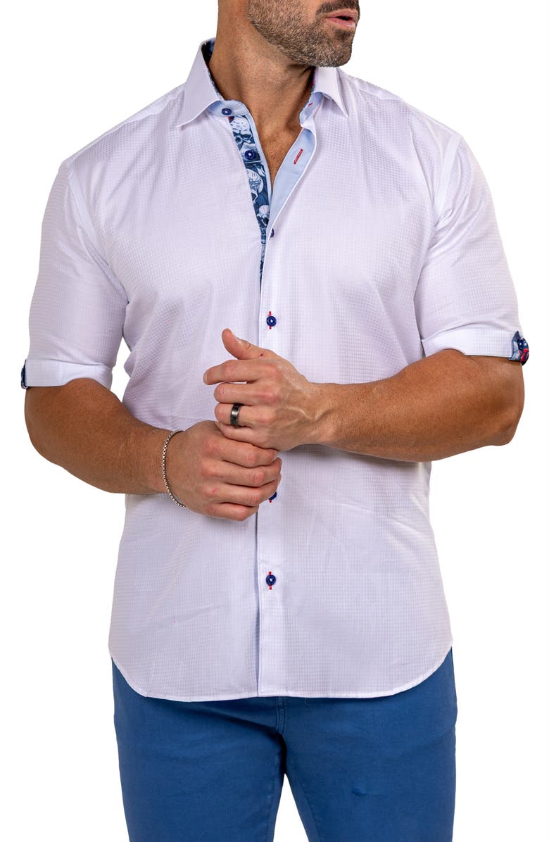 Maceoo Galileo Marty Short Sleeve Cotton Button-Up Shirt, Alternate, color, 