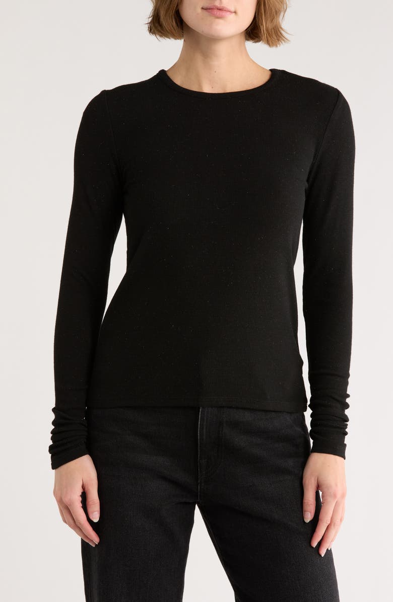 Splendid Shimmer Crewneck T-Shirt, Main, color, Black