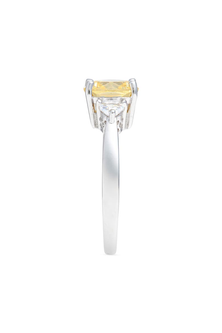 Cushion Cut Cubic Zirconia 3-Stone Ring, Alternate, color, CLEAR- YELLOW- PLATINUM PLATED