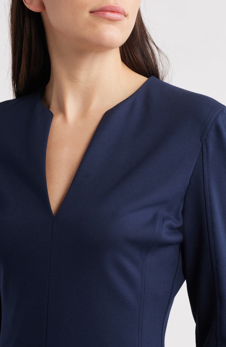 BOSS Dalmar Split Neck Dress, Alternate, color, Clean Navy