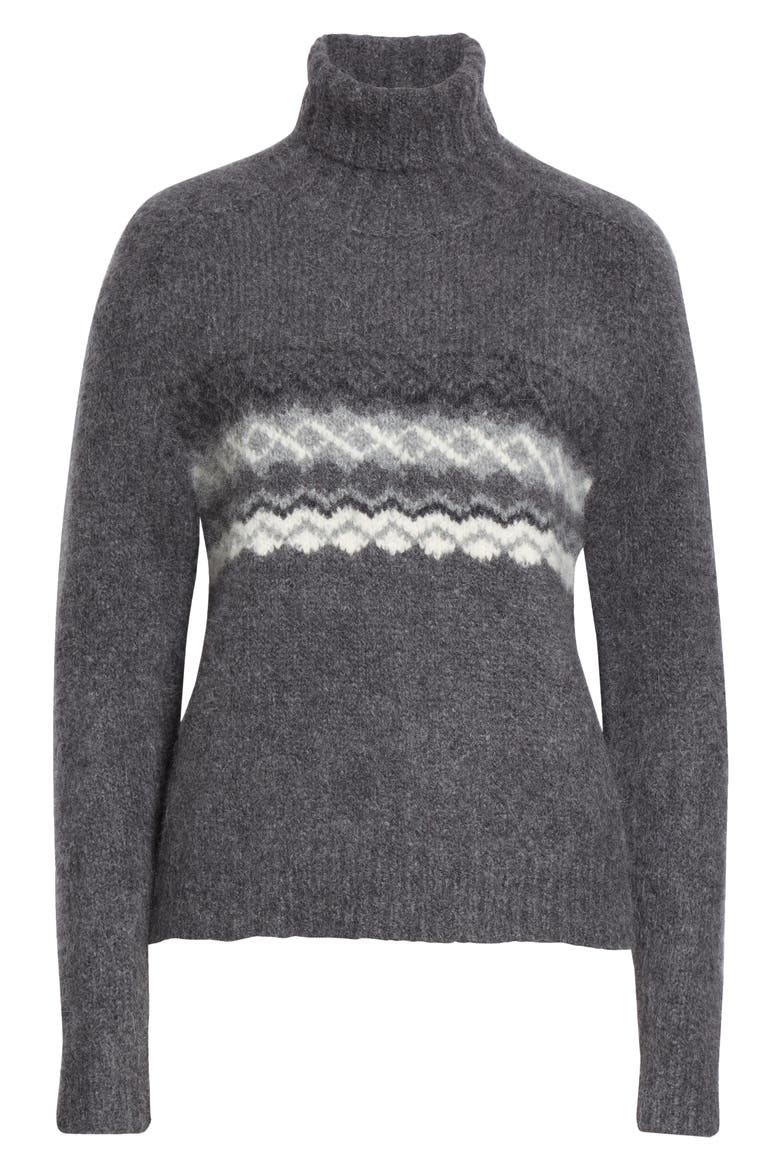 Leane Alpaca Blend Turtleneck Sweater, Alternate, color, GREY FAIR ISLE