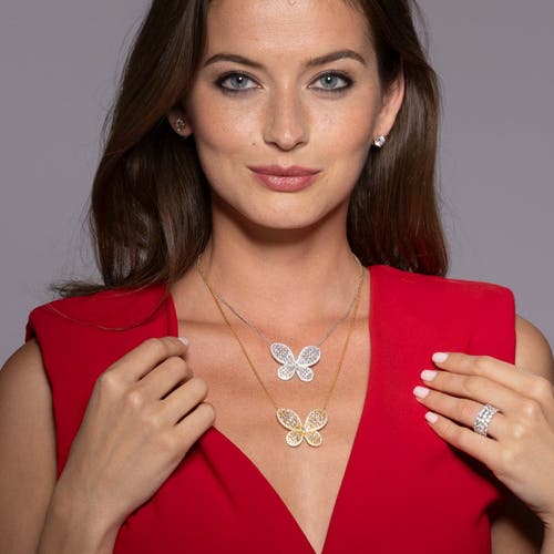 Anna Zuckerman Olivia Butterfly Necklace In Rose Gold