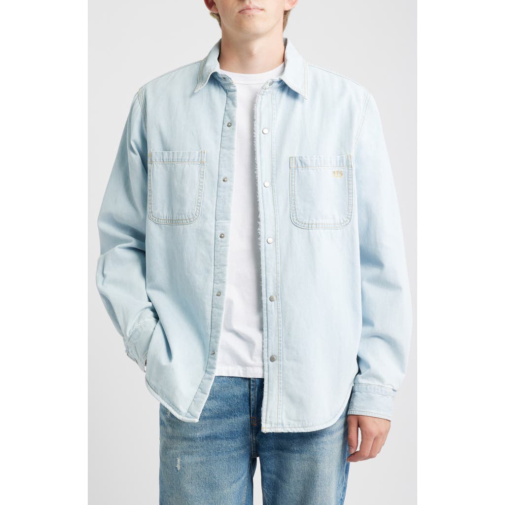 925 Originals Bozeman Fleece Lined Snap-up Denim Shirt Jacket In White