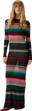 Missoni Long Backless Dress In Striped Knit