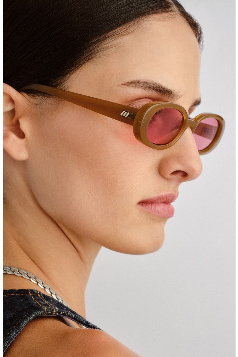 Outta Love 51mm Oval Sunglasses, Alternate, color, TOFFEE / CRIMSON TINT