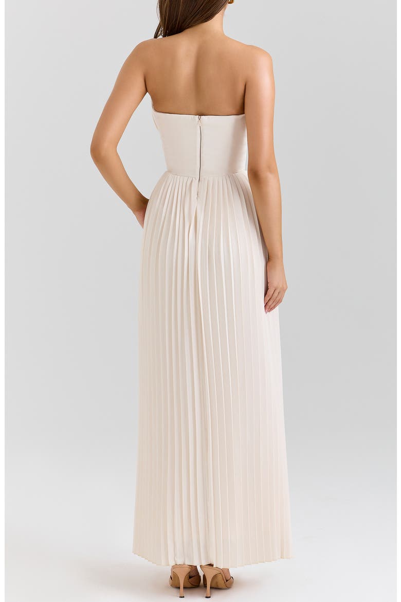 Marcella Strapless Pleated Georgette Gown, Alternate, color, IVORY