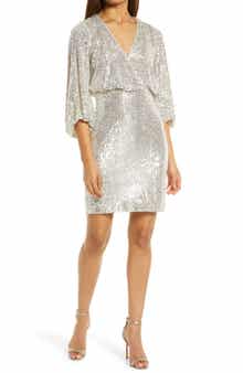 Sequin Balloon Sleeve Cocktail Dress