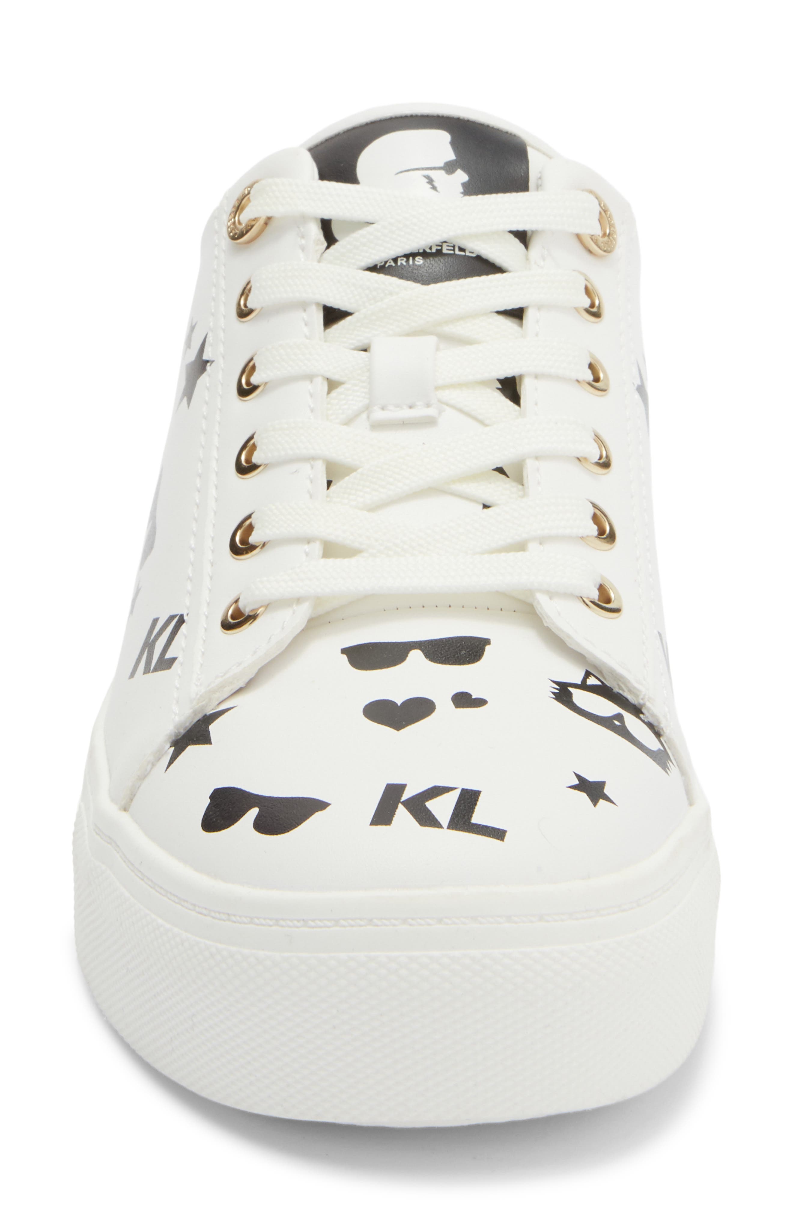 KARL LAGERFELD PARIS Cate Choupette Platform Sneaker, Alternate, color, Bright White/ Black