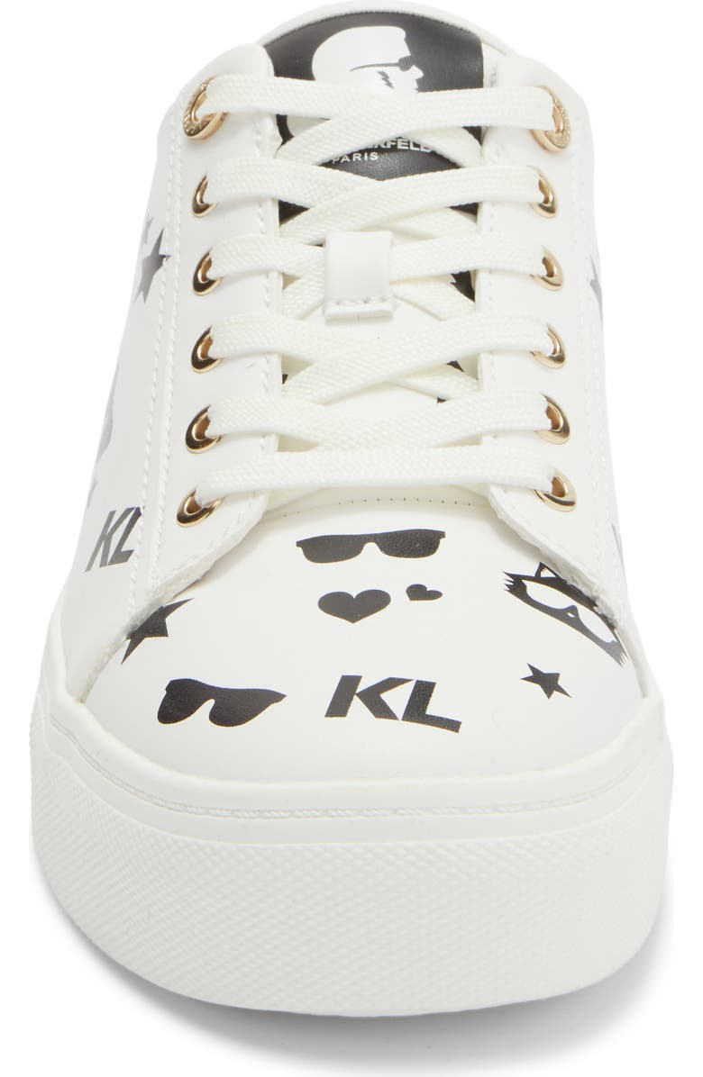 KARL LAGERFELD PARIS Cate Choupette Platform Sneaker, Alternate, color, Bright White/ Black