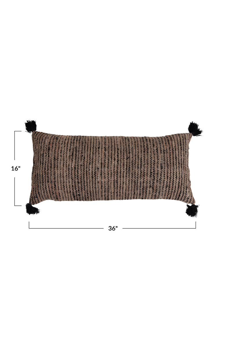 Woven Cotton Lumbar Pillow, Alternate, color, Brown