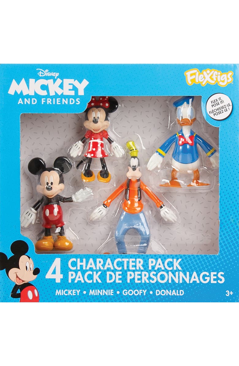 FleXfigs Mickey Mouse 4 Character Pack Disney Action Figures, Ages 3+, Alternate, color, 
