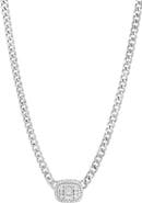 SAVVY CIE JEWELS Pavé Station Curb Chain Necklace