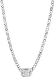 SAVVY CIE JEWELS Pavé Station Curb Chain Necklace