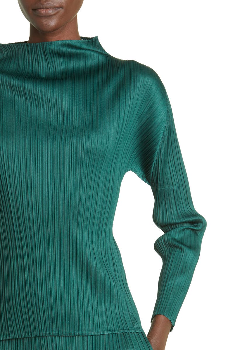 Pleats Please Issey Miyake New Colorful Basics 3 Pleated Funnel Neck Top, Alternate, color, 