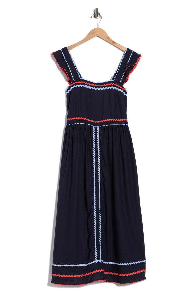 Rickrack Detail Dress, Alternate, color, NAVY MULTI