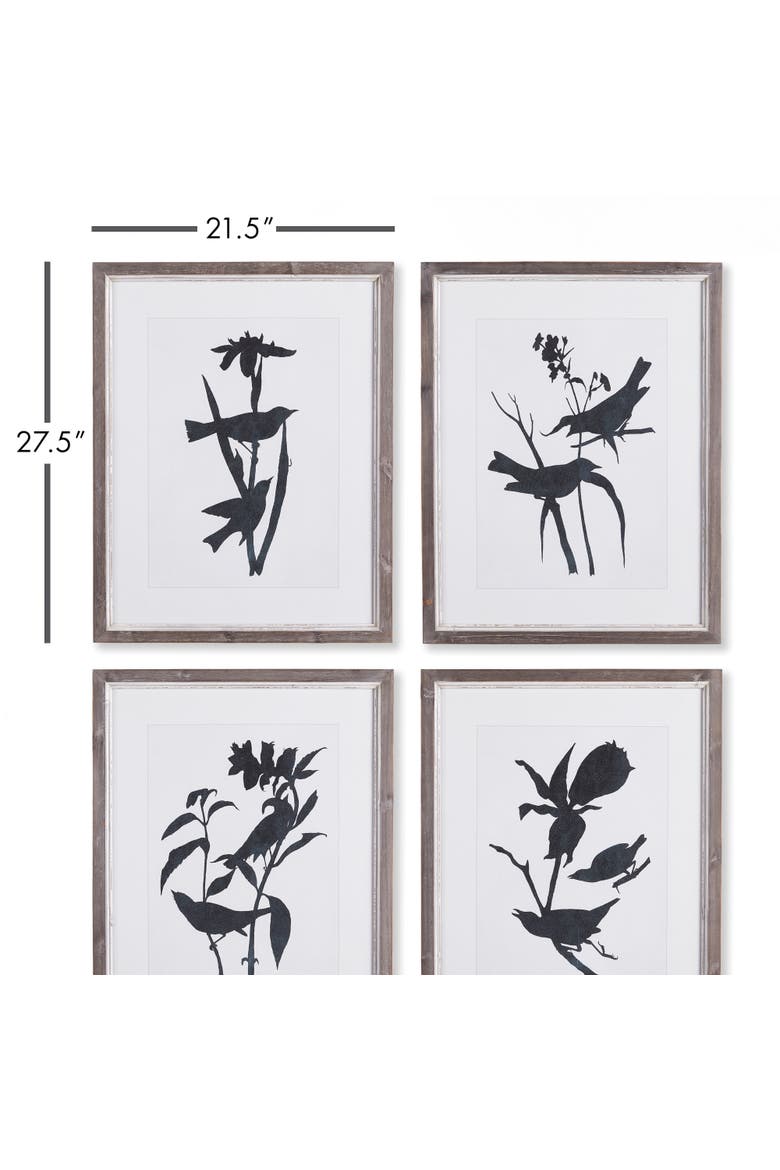 Bird Silhouette Prints Set of 4, Alternate, color, Black