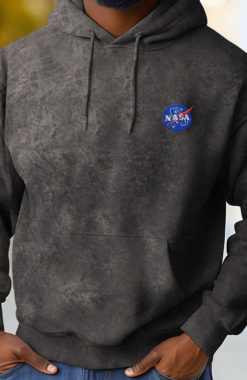 Dalix Nasa Mineral Wash Hoodie Nasa Embroidered Fleece Hoodie Mineral Wash Long Sleeve Sweatshirt Me In Gray