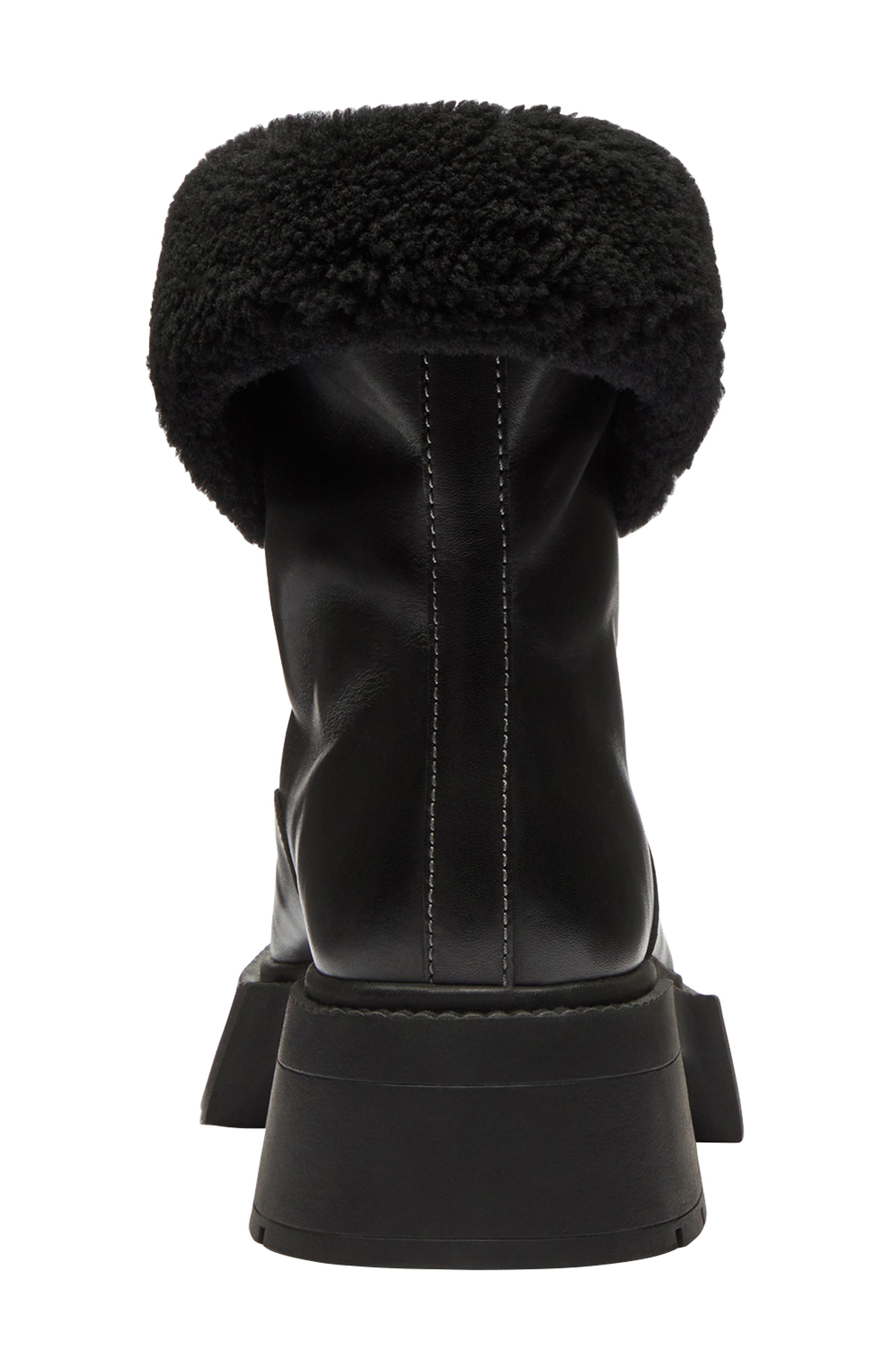 COACH Leah Genuine Shearling Trim Platform Zip Boot, Alternate, color, Black