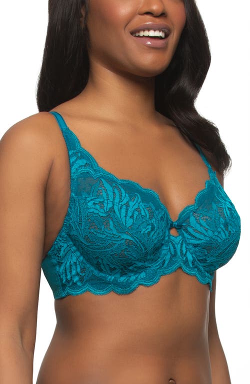 Felina Peridot Lace Unlined Underwire Bra In Blue
