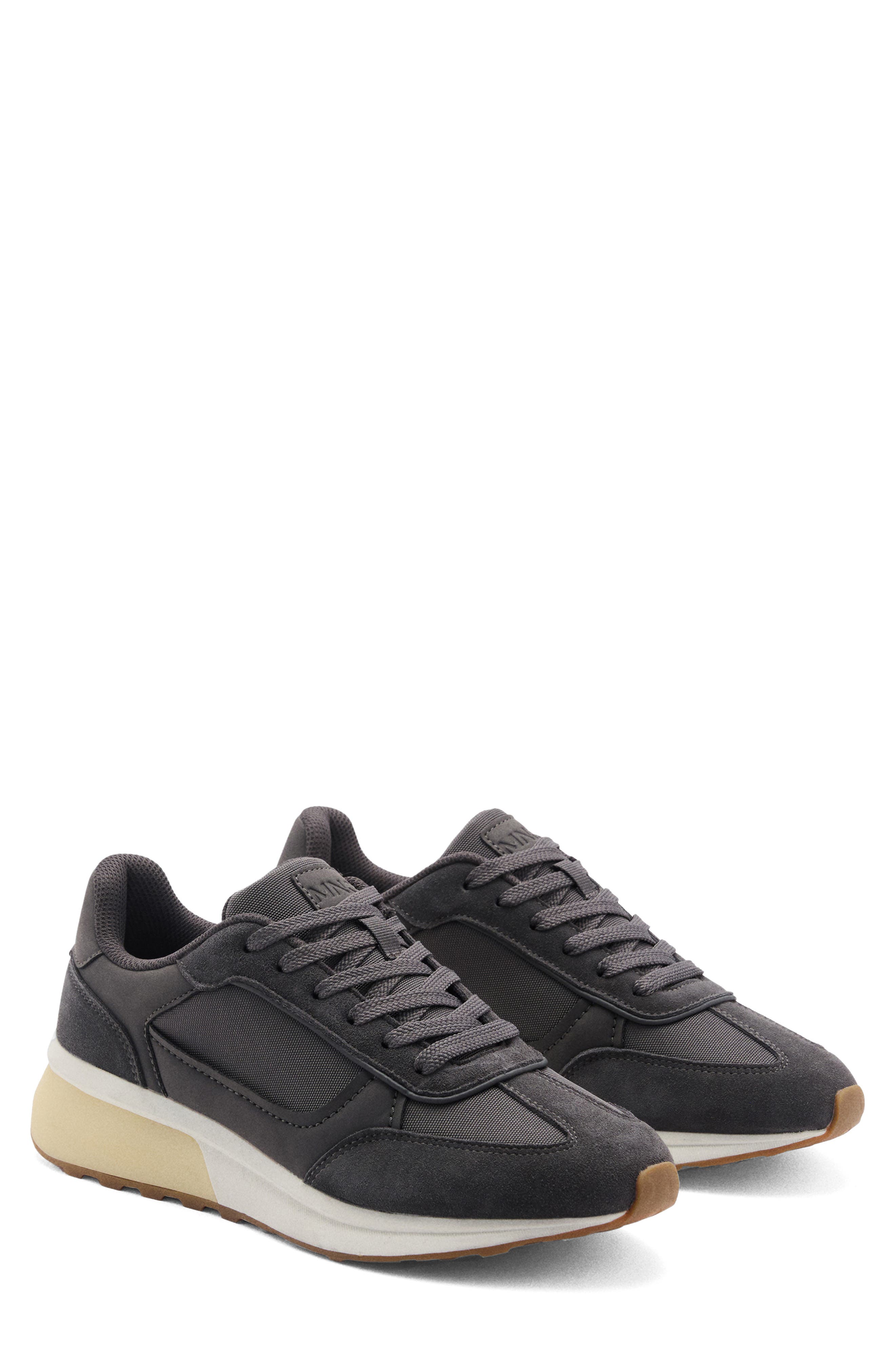 MANGO Leather Mixed Sneaker, Main, color, 