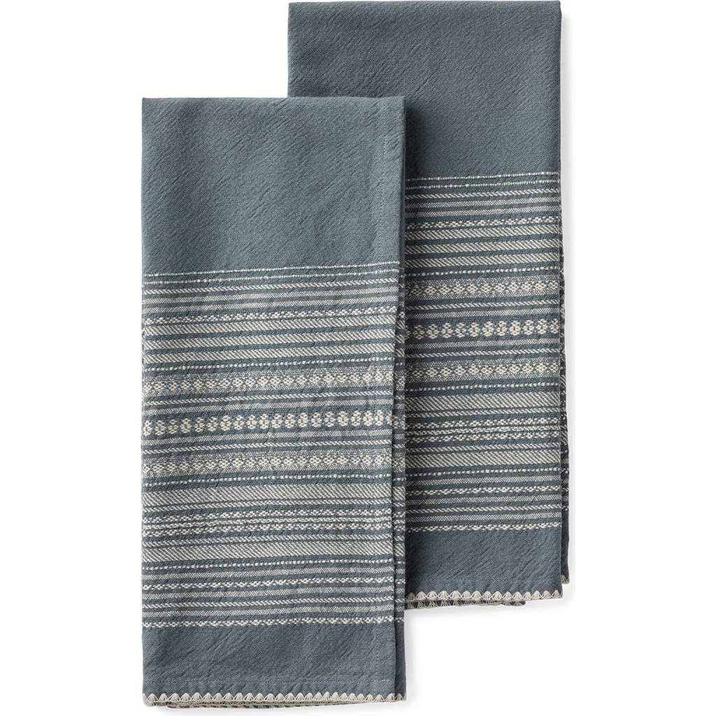 Coyuchi Oak 2-pack Organic Cotton Hand Towels In Blue
