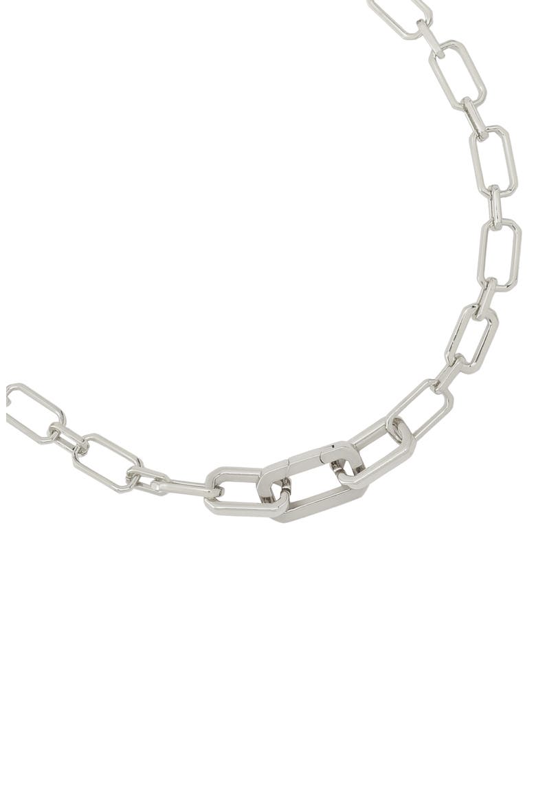 Geometric Chain Link Necklace, Alternate, color, RHODIUM