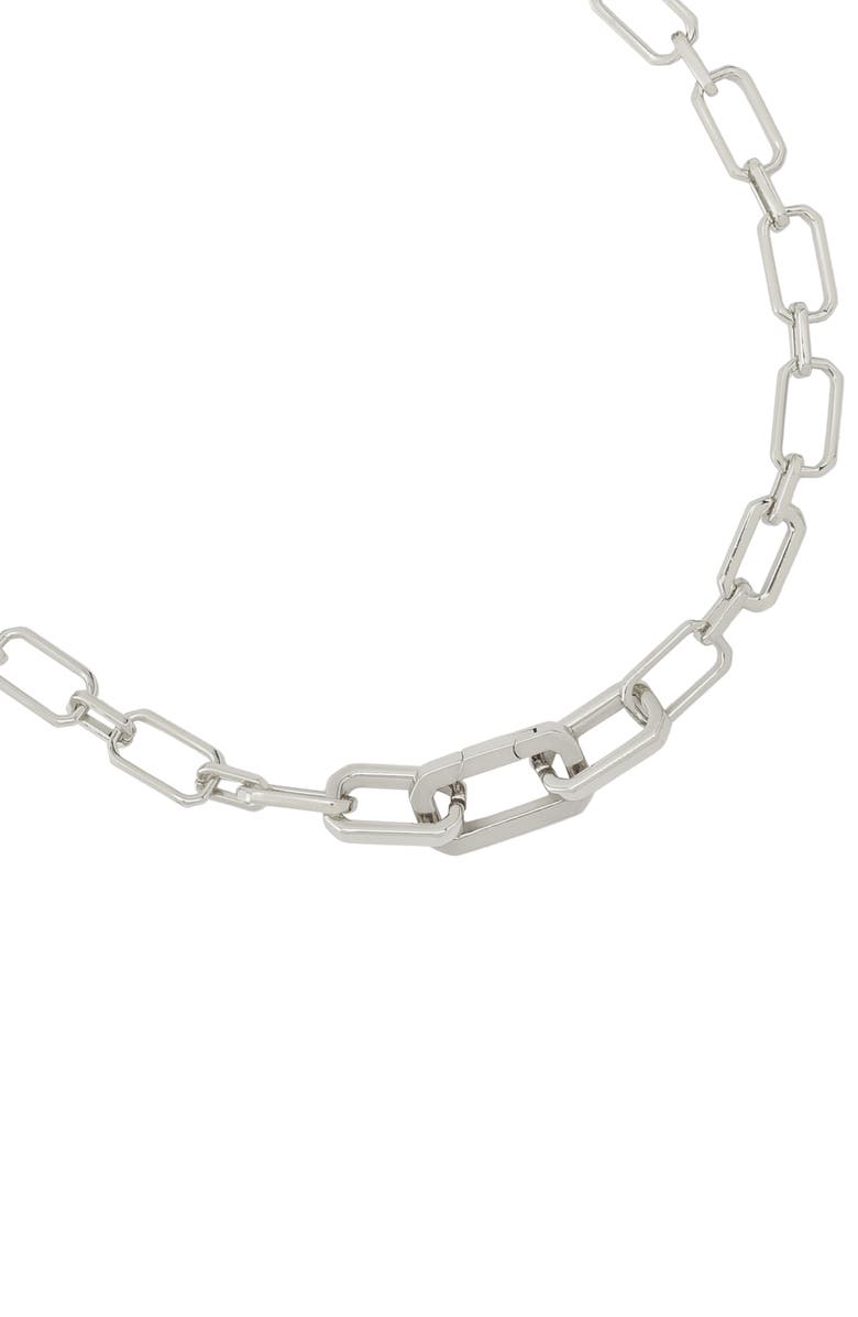 AllSaints Geometric Chain Link Necklace, Alternate, color, Rhodium