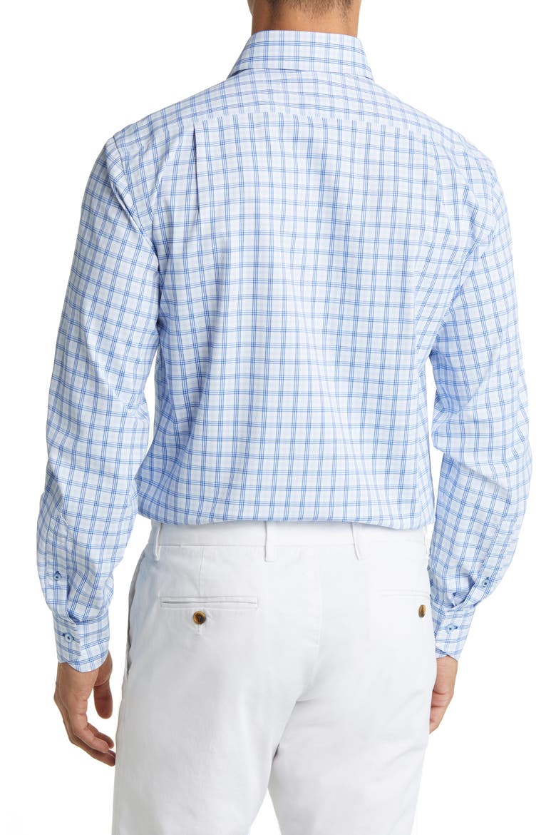 Trim Fit Textured Check Stretch Dress Shirt, Alternate, color, LIGHT BLUE