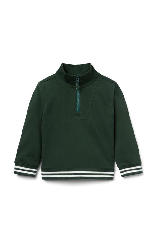 Janie And Jack Pique Half Zip Sweatshirt In Green