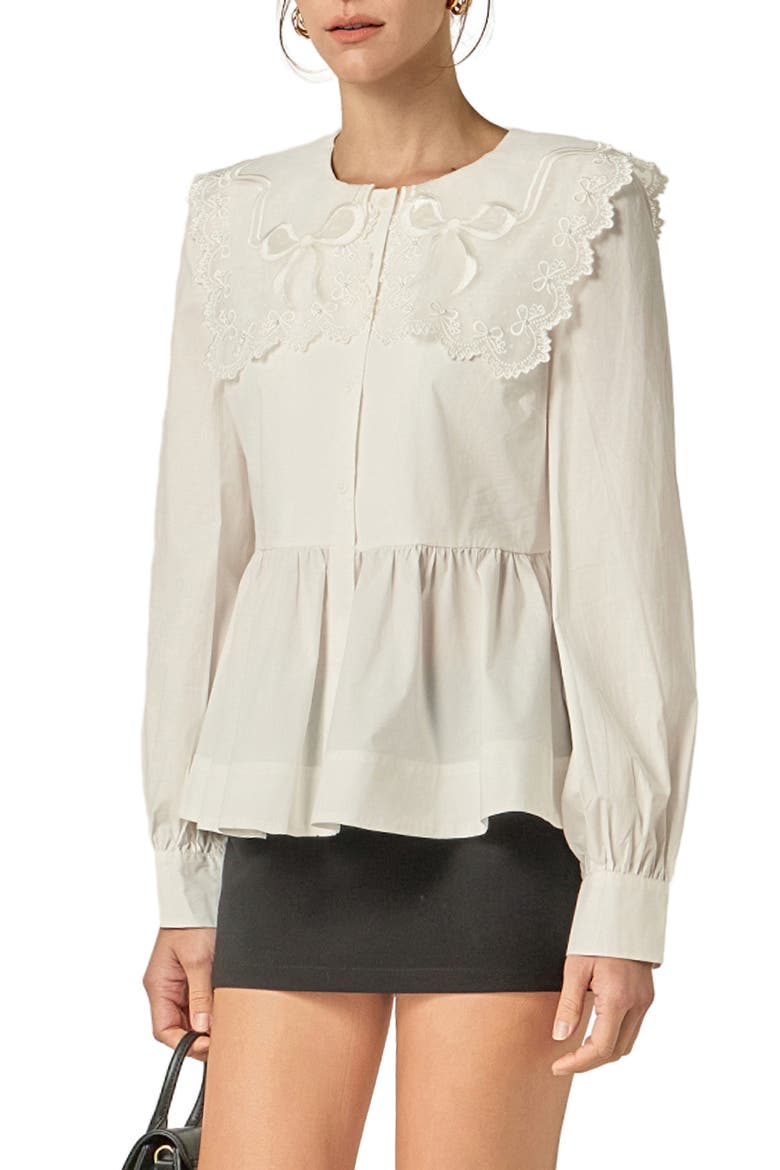 Collar Poplin Top, Alternate, color, WHITE