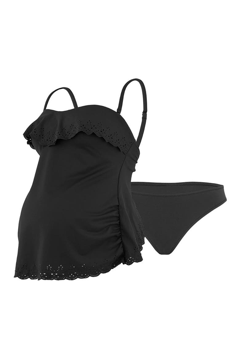 Bloom Tankini Maternity Swimsuit, Alternate, color, BLACK