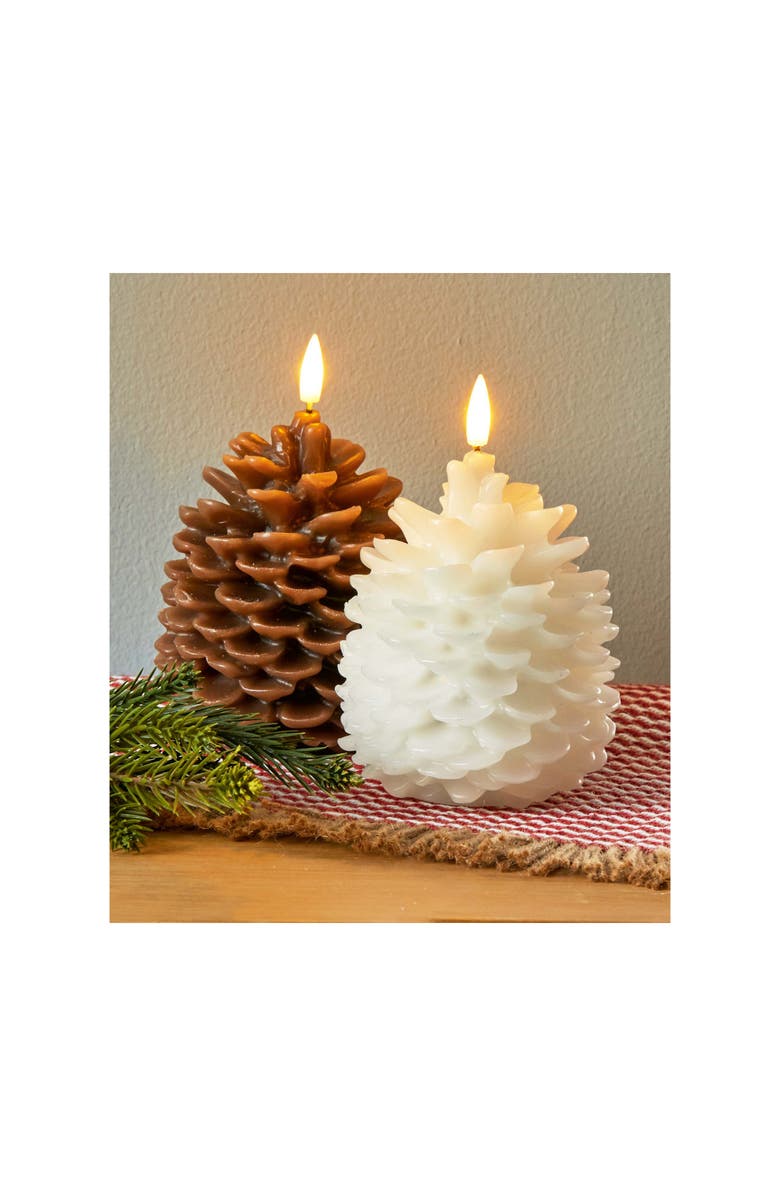 tag Pinecone LED Flameless Candle - White Wax Fall Decor, Alternate, color, White