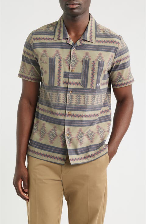 Palmetto Geo Pattern Cotton Camp Shirt
