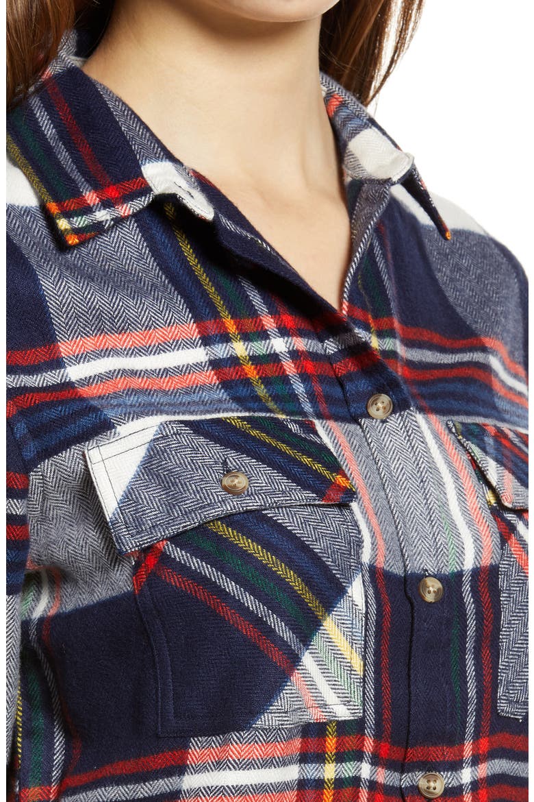 Aiden Plaid Flannel Shirt, Alternate, color, NAVY WHITE MIX