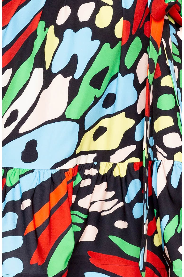 Butterfly Print Ruffle Tie Waist Dress, Alternate, color, BLUE MULTI