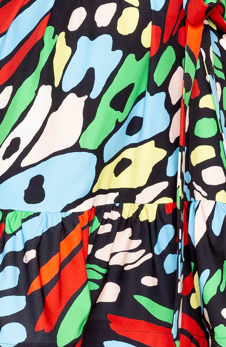 BUXOM COUTURE Butterfly Print Ruffle Tie Waist Dress, Alternate, color, 