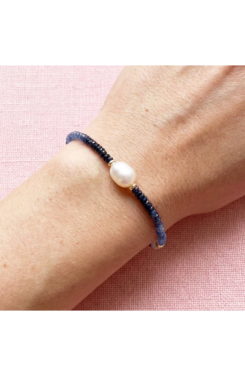 The Lovery Fine Jewelry Blue Sapphire Ombre Bead Pearl Bracelet, Alternate, color, Blue Sapphire