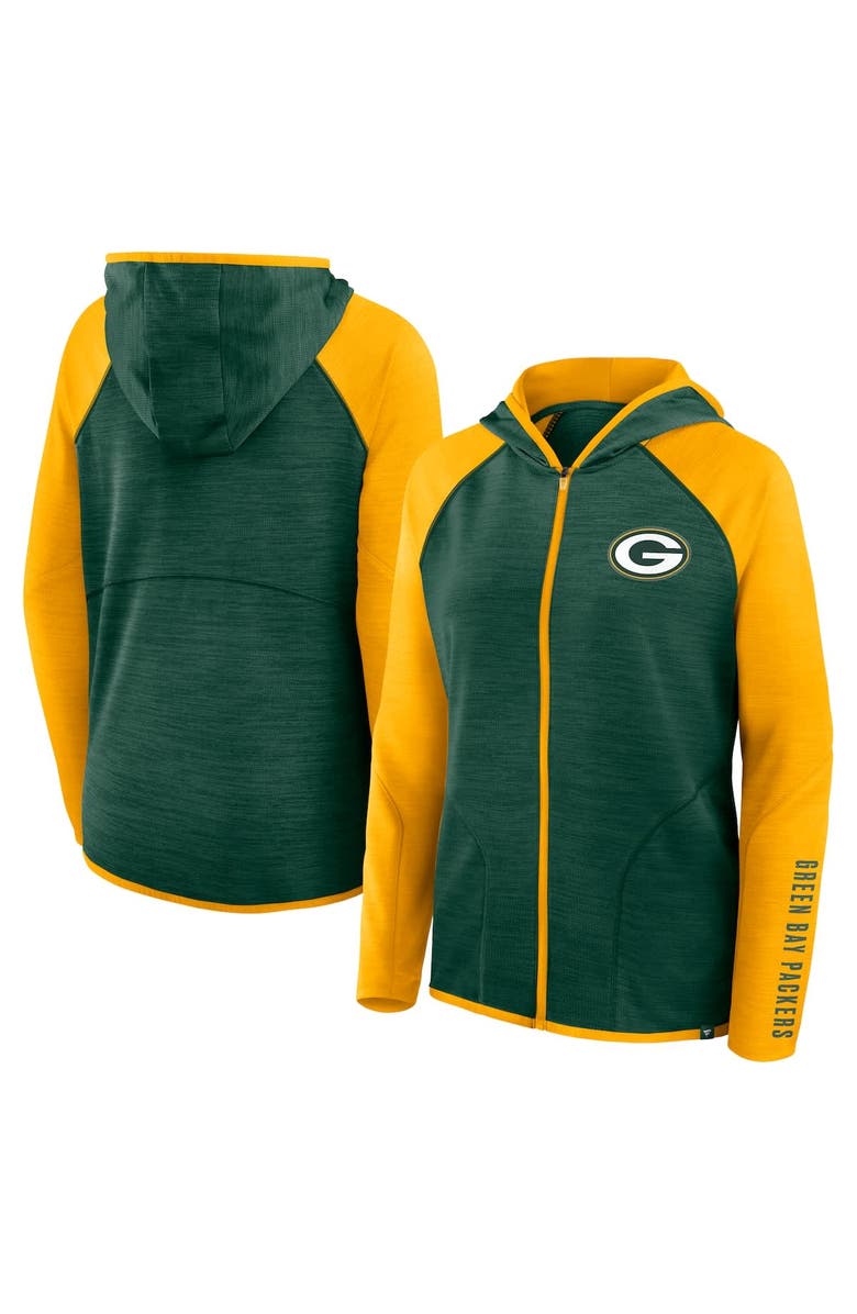 FANATICS Women's Fanatics Green/Gold Green Bay Packers Redzone End Around Pass Raglan Full-Zip Hoodie, Alternate, color, Green