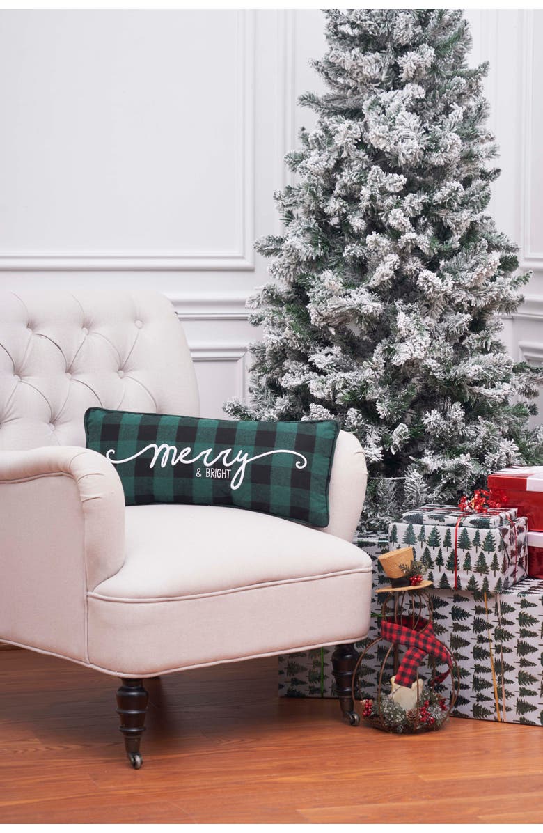 C&F Home Merry Christmas Embroidered Throw Pillow, 9" x 22", Alternate, color, Black