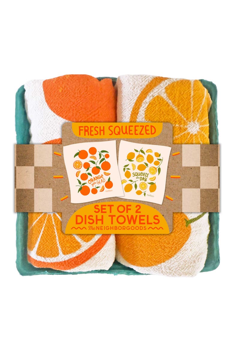 Fresh Squeezed - Dish Towel Set of 2, Main, color, Orange